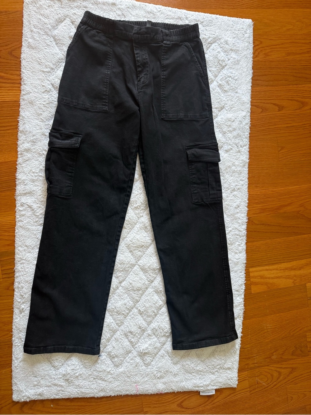 Youth Large Black Cargo Pants with Elastic Waist